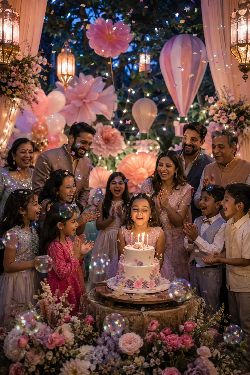 A child enjoying a magical garden birthday